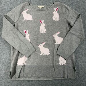 Astrologie Womens Gray Rabbit Bunny Intarsia Knit Long Sleeve Sweater Size M